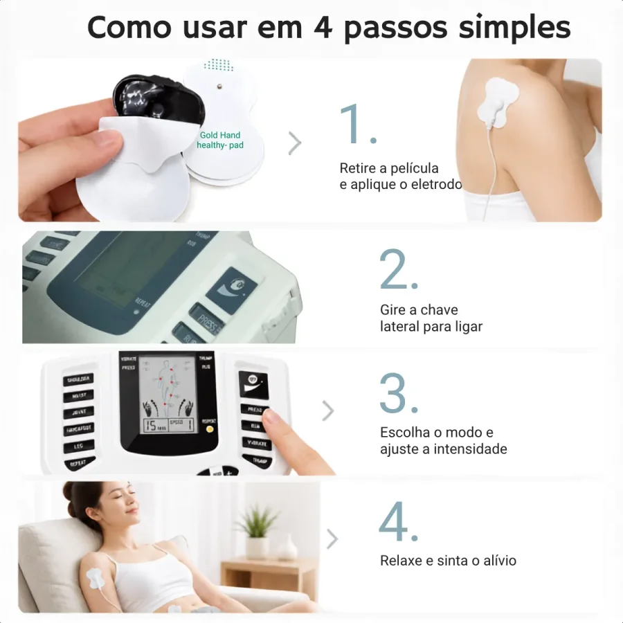Aparelho Estimulador Muscular Fisioterapia Elétrico Portátil